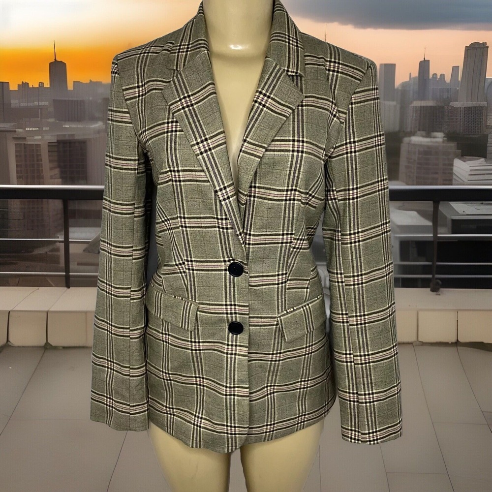 Topshop Suit Blazer Jacket Womens 2 Plaid 2 Button Lined Sport Coat Multicolor
